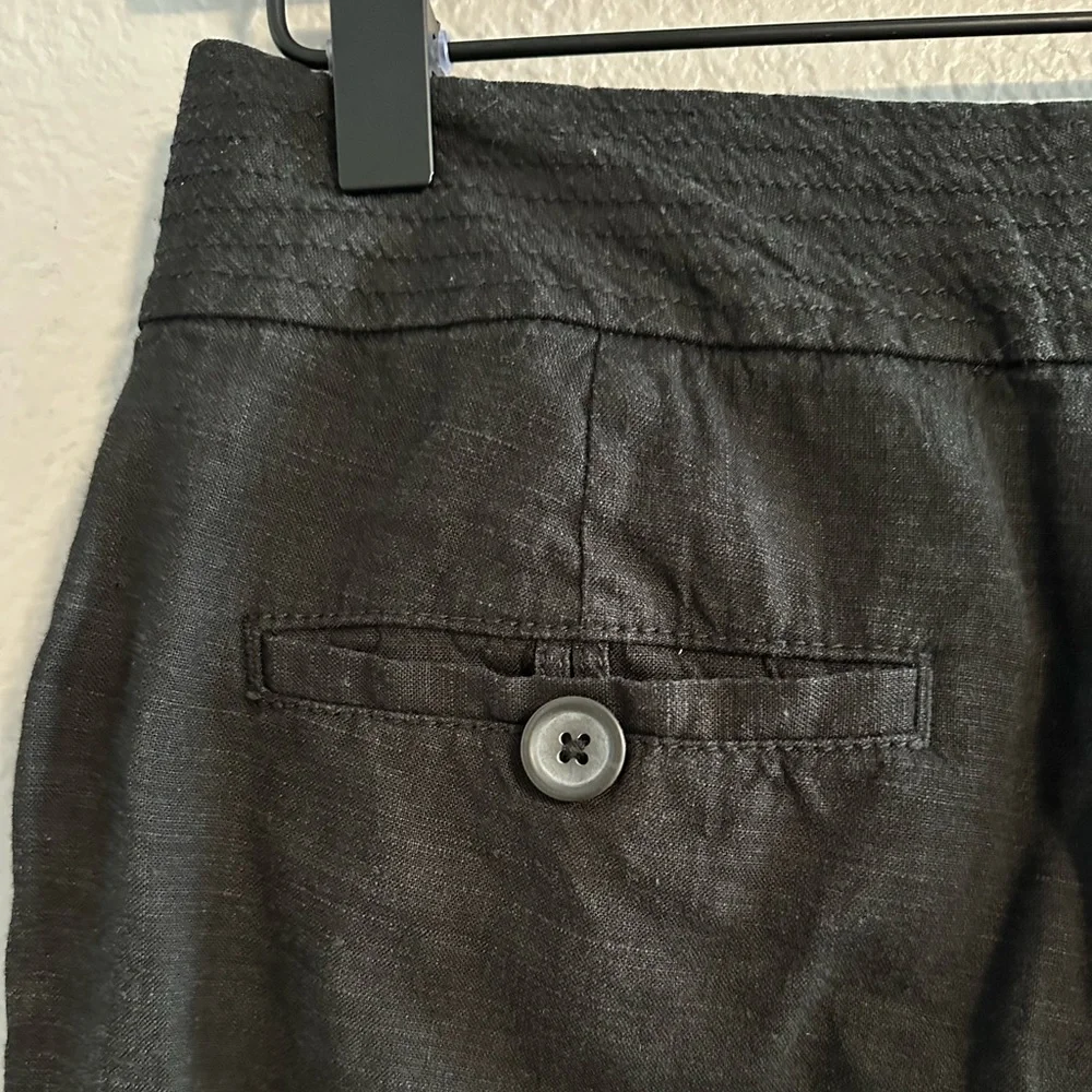 Banana Republic Women Linen Blend Camden Stretch Cropped Pants in Black Size 2